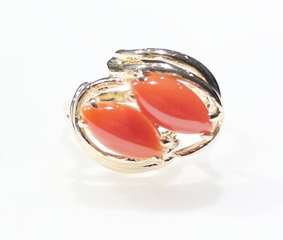 Genuine Natural Hawaiian Red Marquise Cabochon Co… - image 2