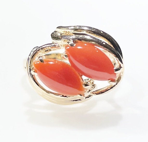 Genuine Natural Hawaiian Red Marquise Cabochon Co… - image 1