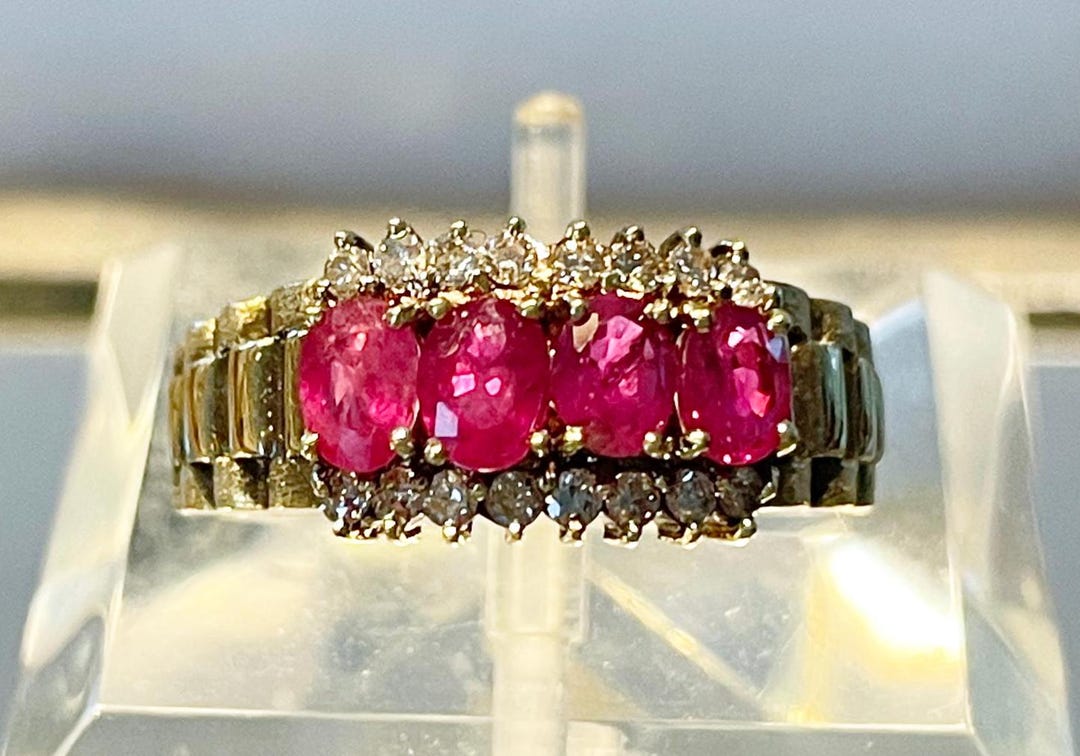 Oval Brilliant Ruby and Diamond 14k Yellow Gold Ring Size 6.75 - Etsy