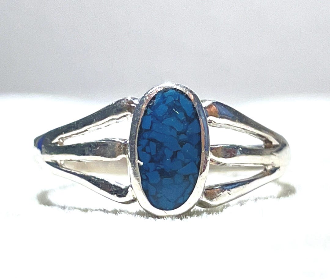 Vintage Oval Turquoise 925 Sterling Silver Ring Ring Size 7 - Etsy