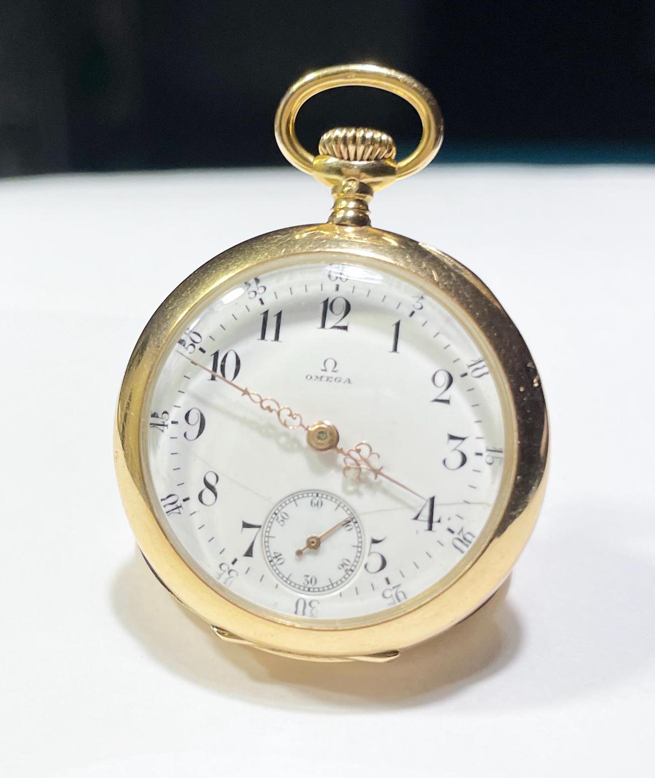 Vintage Omega 18K Yellow Gold Grand Prix Paris 1900 Pocket Watch