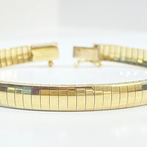 14K Solid Yellow Gold 7" inch 6.10 mm Omega Bracelet 16.5 grams Made in Italy