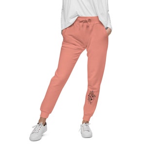 Women&#39;s sweatpants with floral design, hand peace floral design sweats, casual clothing