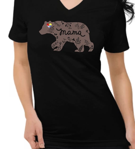 Women's Mama Bear Autism Awareness short sleeve t-shirt