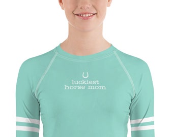 Luckiest Horse Mom Shirt, Equestrian Shirt In Aqua For The Perfect Horse Owner Gift