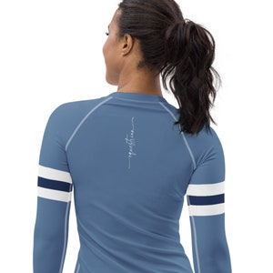 Women&#39;s Equestrian Sunshirt, Blue Horseback Riding Shirt, Denim Blue