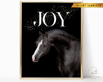 HORSE PRINT, horse photography, bedroom art, horse wall art, equestrian decor, holiday print, horse girl, horse lover, Joy