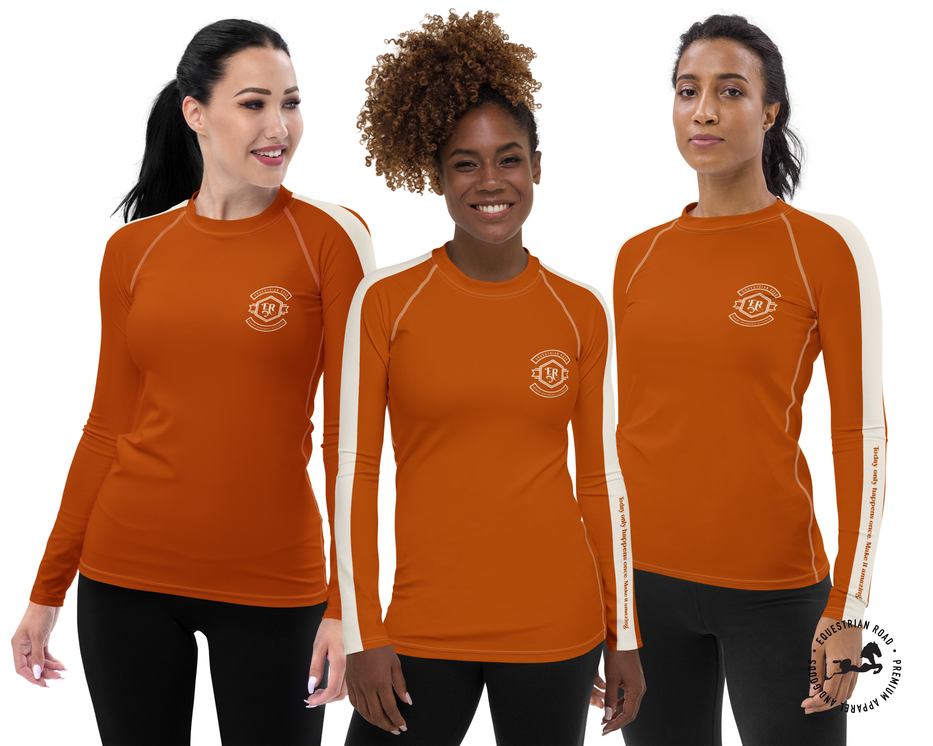 Chemise De Soleil EIS – Orange – Femme – Manches Longues – Pour équitation