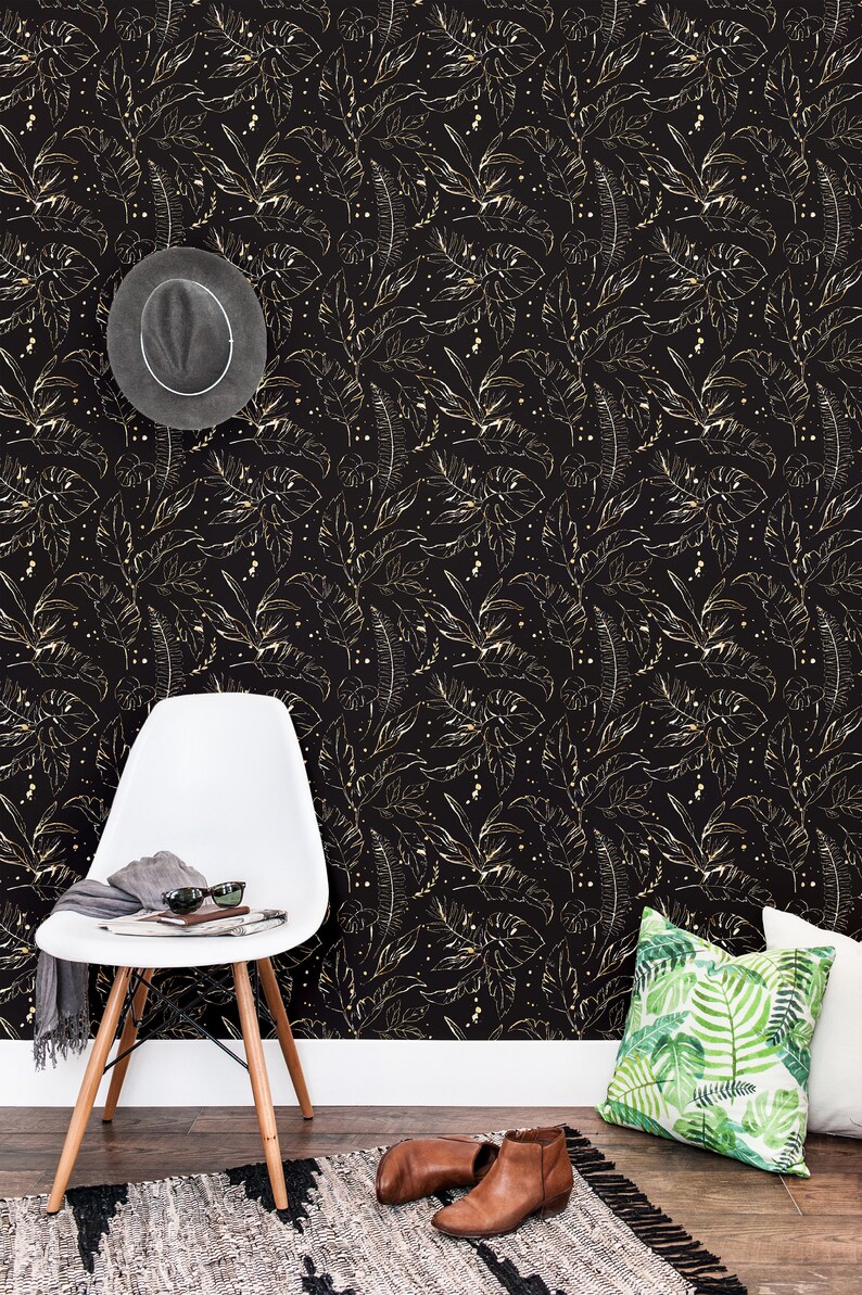 Home Living Wallpaper Peel And Stick Wallpaper Black Self Adhesive Wallpaper Black And Gold Accent Wall Removable Wallpaper Stick On Wall Decor 87