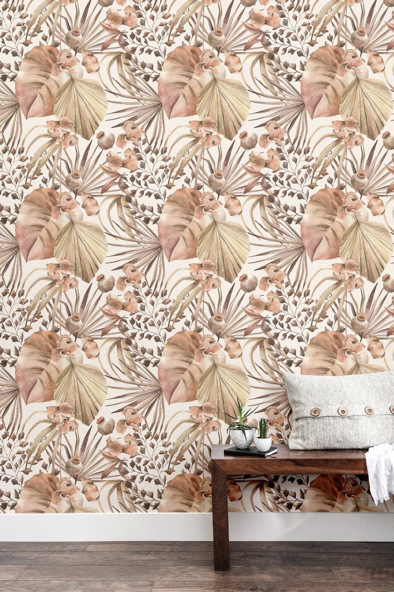 Boho Peel And Stick Wallpaper Tropical Peel And Stick Etsy
