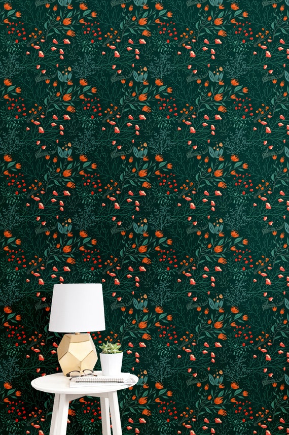 Green Floral Peel And Stick Wallpaper Floral Peel And Stick Wallpaper