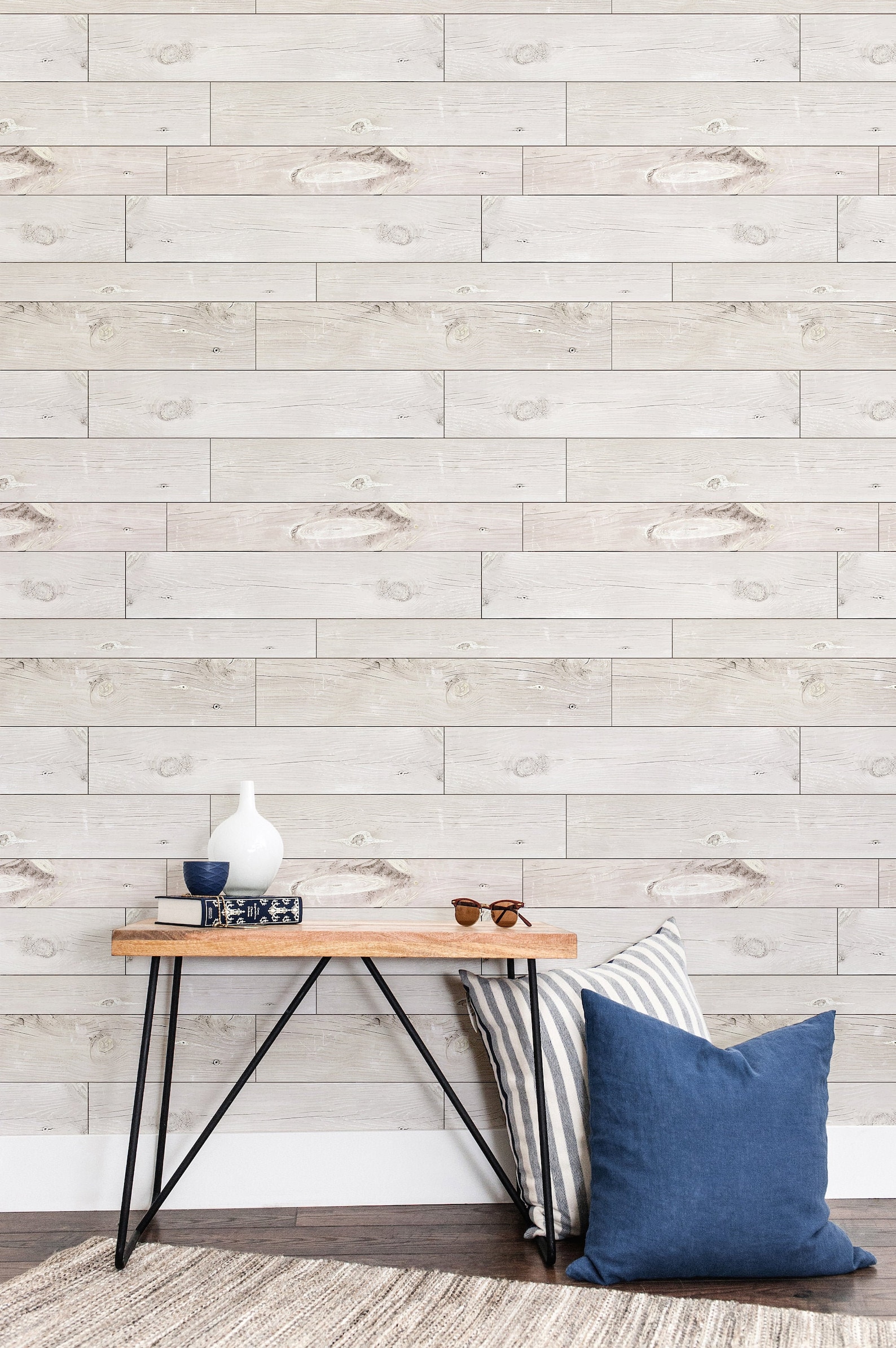 Shiplap Removable Wallpaper White Wood Peel and Stick Etsy