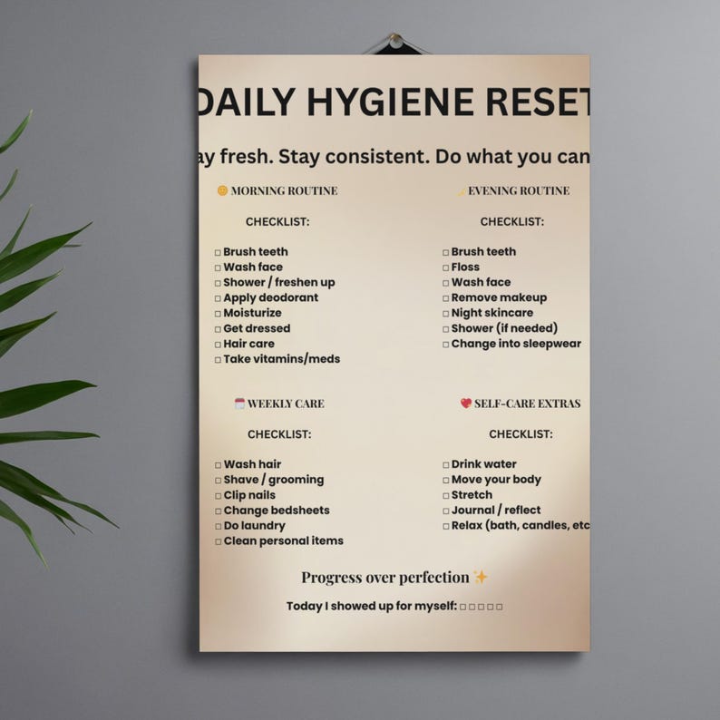 Hygiene Chart for Adults | Instant Download| PDF Ready - Etsy