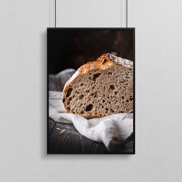 The BREAD. DIGITAL Instant download Food photography. Digital file to print. Kitchen or dining room, bakery decor. Farmhouse decoration