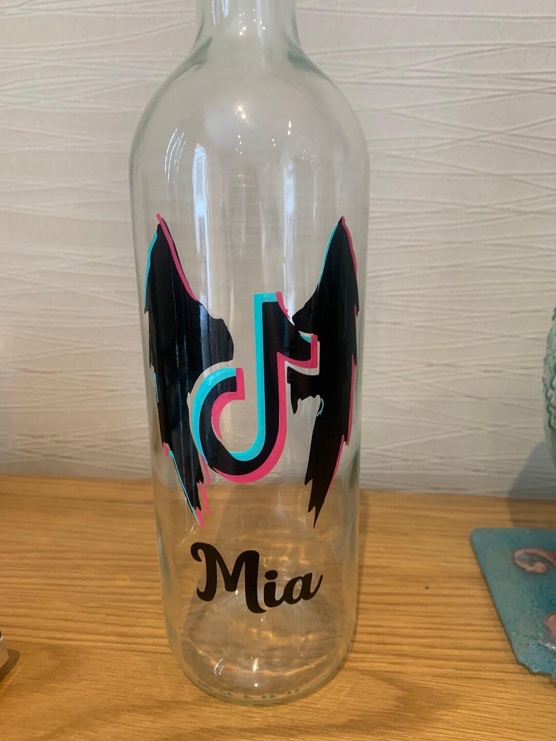 Personalised Tik Tok light bottle with three spare batteries. Etsy