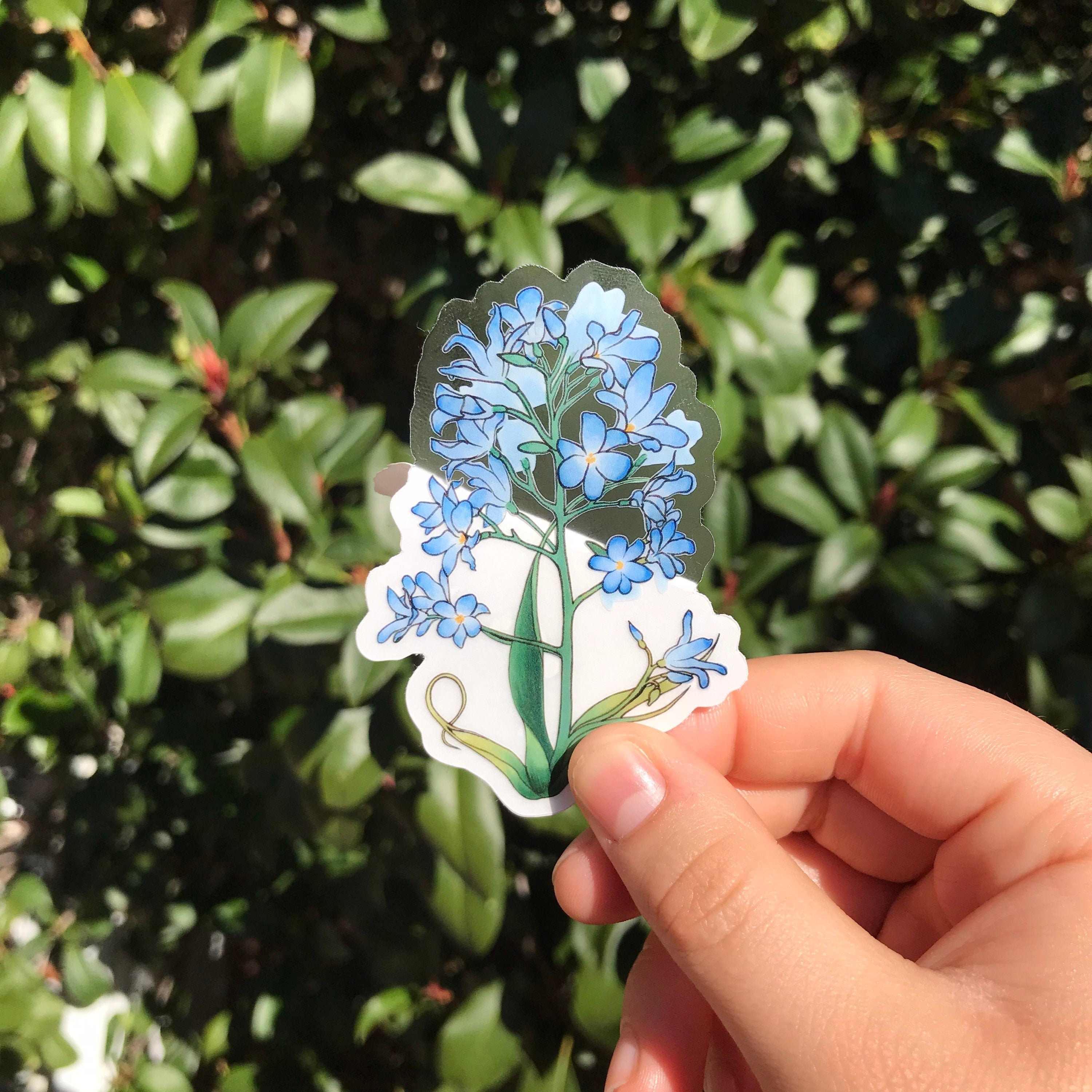 Blue Flower Sticker Clear Sticker | Etsy