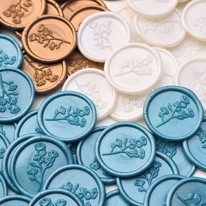 Floral Premade Wax Seals, Wax Seal Stickers, Pre-made Wedding Wax Seals, Self-Adhesive Wax Seals for Wedding Invitations, Stickon Seals