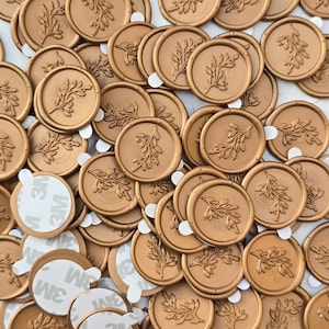 Olive Stem Premade Wax Seals, Wax Seal Stickers, Pre-made Wedding Wax Seals, Self-Adhesive Wax Seals for Wedding Invitations, Stickon Seals