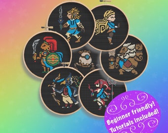 Zelda Tribal Age of Calamity Champion Character ornaments cross stitch patterns Colorized