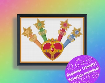 Magical Girl Transformation Objects and Wands Cross Stitch Pattern