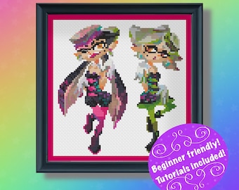 Squid Sisters Idols Cross Stitch Pattern Splatoon