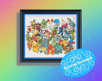 Pokemon Starters 2023 Anime Style Cross Stitch Pattern
