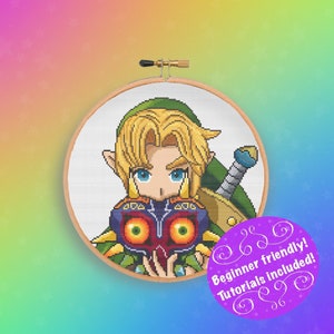 Majora&#39;s Mask Link Cross Stitch Pattern