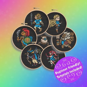 Zelda Tribal Age of Calamity Champion Character ornaments cross stitch patterns Colorized