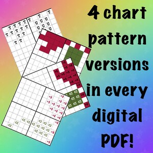 Pode incluir: Quatro vers&otilde;es diferentes de um padr&atilde;o de gr&aacute;fico em formato PDF digital. Os gr&aacute;ficos s&atilde;o em preto e branco com quadrados vermelhos e verdes.
