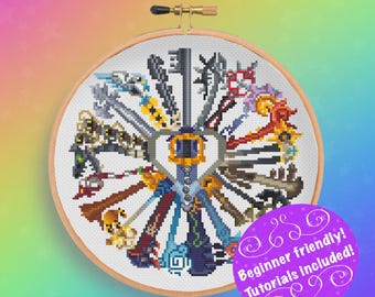 KH2 Keyblade Circle Kingdom Hearts Cross Stitch Pattern