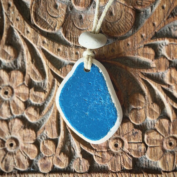 Sea Pottery Necklace in Marine Blue