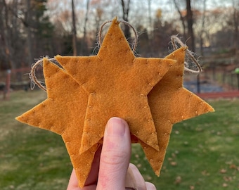 Felt Star Christmas Ornament (Set of 3): Handmade Country Holiday Decor
