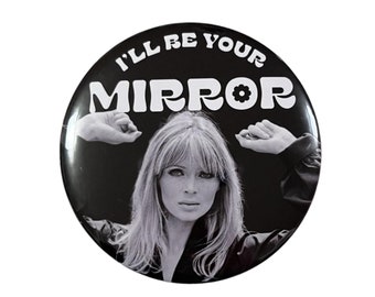 Nico "I'll Be Your Mirror" 3" button pocket mirror with Asian silk pouch