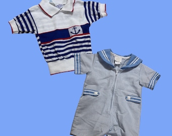 LOT of 2 vintage baby boy sailor themed clothes