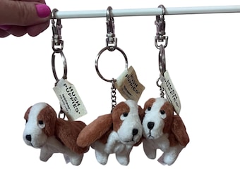 Lot of 3 NOS plush Hush Puppies basset hound keychains