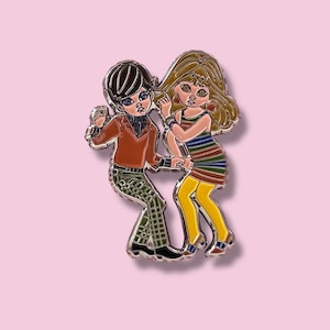 Lee-inspired big sad eye "dancing teens" enamel pin!