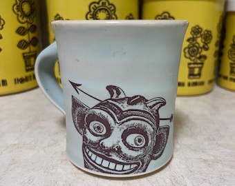 Studio pottery  stoneware handmade mug signed "Rice"