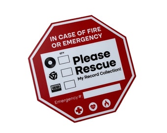 Funny “In Case of Fire" Rescue My Record Collection 5-sticker pack!