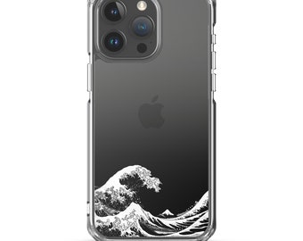 The Great Wave Off Kanagawa Clear Iphone Case Gradient, Aesthetic Iphone Case, Japanese Phone Case Art for iPhone 11, 12, 13, 14, and 15
