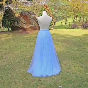 dusty blauwe tule rok / tule rokken voor volwassenen / avondjurken voor vrouwen / plus size bruidsmeisje jurken / vrouwen tule midi rok