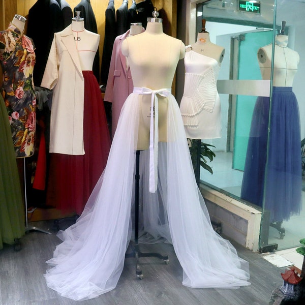 Bridal gown detachable long tulle skirt, detachable train skirt, floor wedding dress, custom tulle skirt, detachable tulle skirt