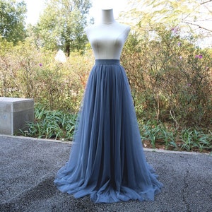 dusty blue tulle skirt /Wedding Dress Skirt/skirt plus size/tulle skirt women/adult tulle skirt/evening dresses