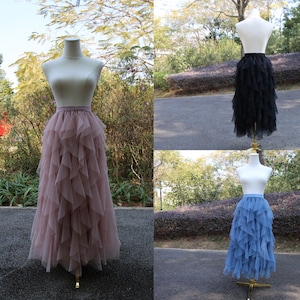 Irregular tulle skirt. Bridesmaid tulle evening dress. Oversized skirt. Make a tulle skirt.