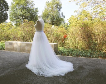 chapel train/Soft Tulle Skirt/Wedding Dress Skirt/long tulle skirt/tulle wedding dress/white skirt