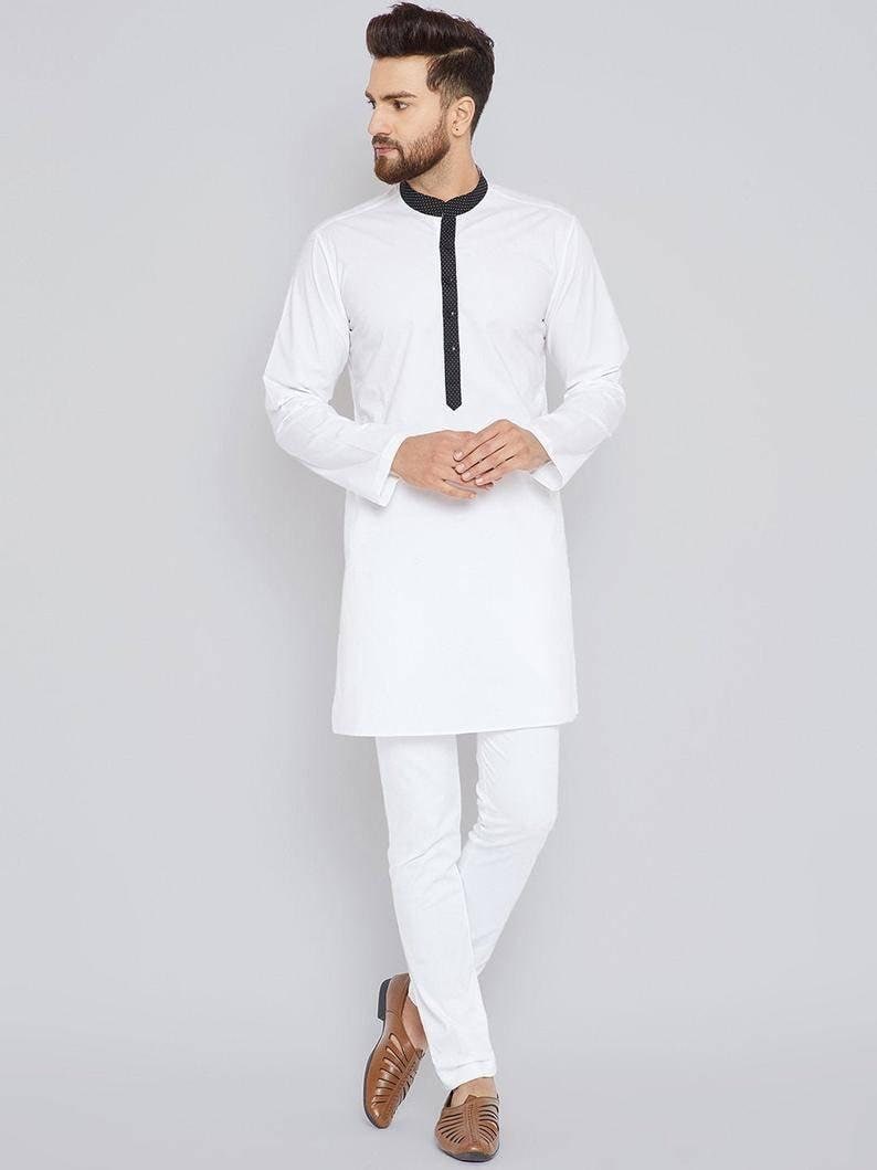 Indian Mens Kurta Men Dress Shirt Wear Cotton Traditional Etsy