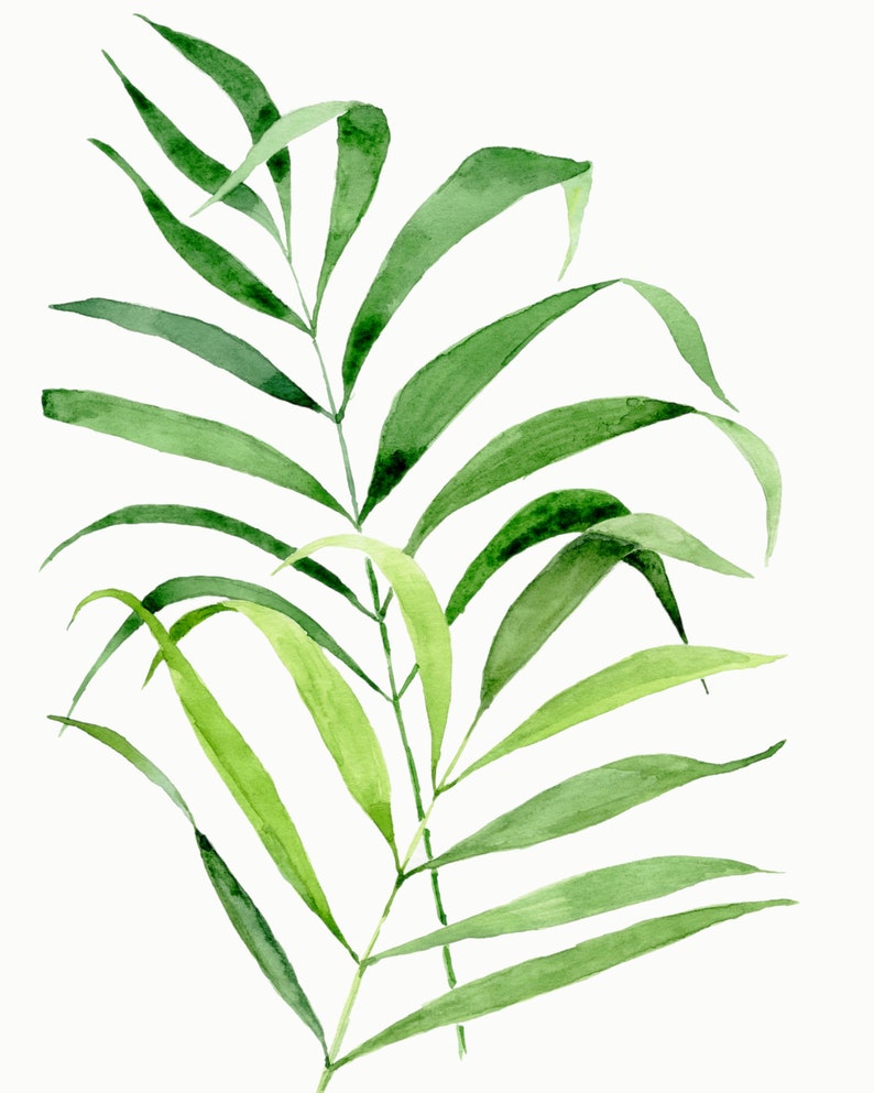 Printable Palm Leaf Watercolor Painting Green Wall Art Decor - Etsy