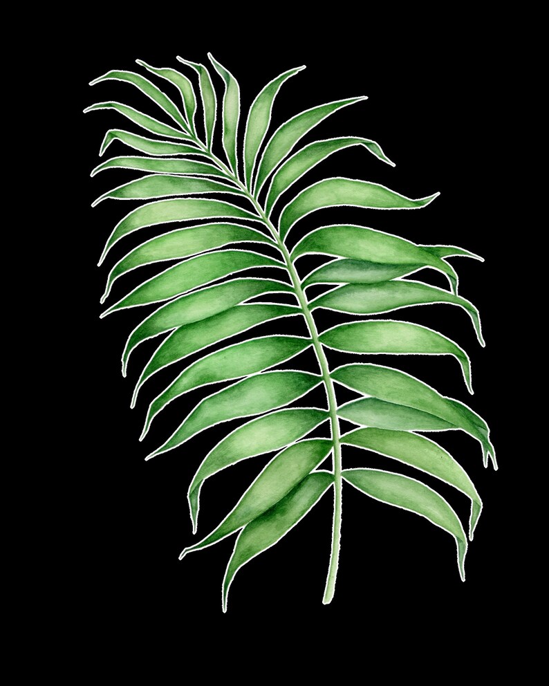 Printable Watercolor Palm Leaf Leaves Decor Green Printable Etsy