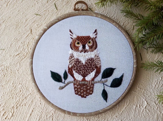 Download Embroidery Pattern Pdf Owl Embroidery Modern Embroidery Etsy
