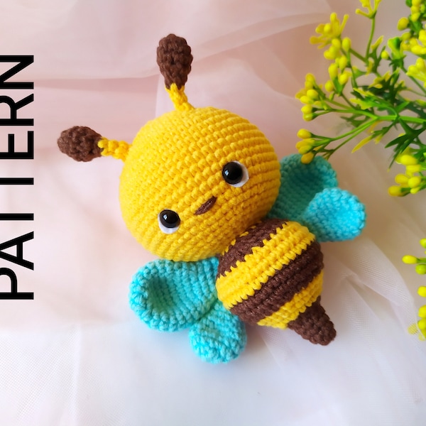 Crochet bee  pattern. Amigurumi PDF Pattern. Bee knitting pattern. Stuffed bee toy