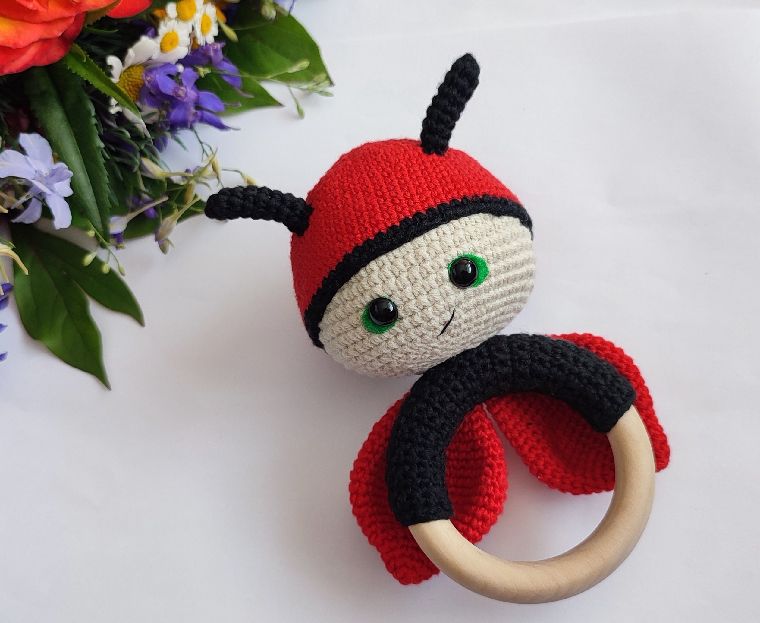 Ladybug Rattle Crochet Pattern Ladybug Crochet Pattern. Baby Rattle. Crochet Spring Insect. - Etsy